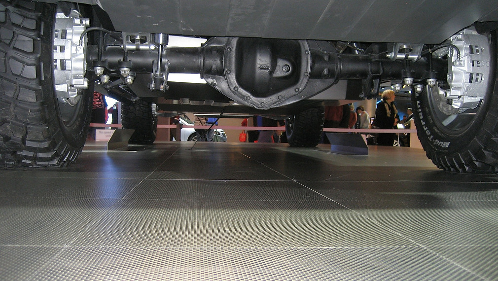 Semi-truck under inspection at Jack's West River Drive shop